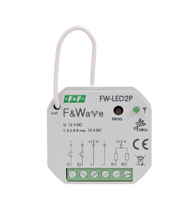 Radiowy dwukanałowy sterownik LED 12V - montaż PDT 10÷16V DC