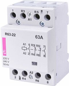 R 63-22 230V stycznik modułowy 63A 2 styki zwierne i rozwierne  (3 mod. 4 bieg.)
