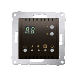 54 PREMIUM Regulator temperatury z wyświetlaczem z czujnikiem wewnętrznym (moduł) 16(2) A, 230V~; brąz mat