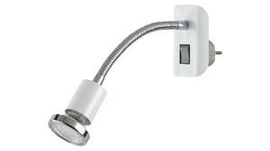 Dobra, spot, white/chrome, GU10 1X MAX 35W, flexible and plug-in design, with switch, with incl. lightsource 4,5W 350lm 3000K