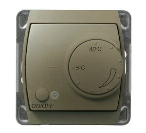 GAZELA Regulator p/t temperatury z czujnikiem podpodłogowym RTP-1J/m/16/16 Satyna/Satyna (bez ramki)
