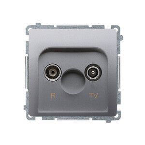 Gniazdo antenowe R-TV zakończeniowe do gniazd przelotowych (moduł); srebrny mat
