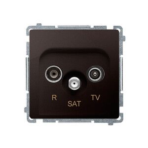 Gniazdo antenowe R-TV-SAT przelotowe (moduł); czekoladowy