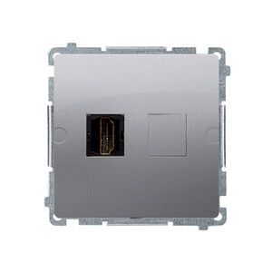 Gniazdo HDMI pojedyncze (moduł); srebrny mat