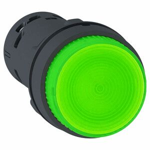 Przycisk wystający zielona push-push bez oznaczenia LED 230V