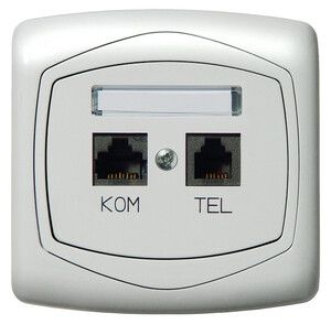 TON Gniazdo p/t komputerowo-telefoniczne RJ 45 kat. 5e, (8-stykowe) + RJ 11 (4-stykowe) GPKT-C/F/00 Biały
