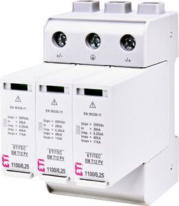 Ogranicznik przepięć T1, T2 (B,C) ETITEC EM T12 PV 1100/6,25 Y do systemów PV