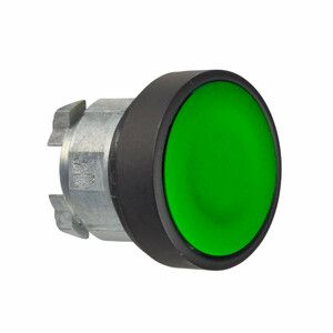 Przycisk płaski O22 zielony samopowrotny bez podświetlenia okrągły metalowy