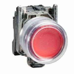 Przycisk okapturzony czerwony bez oznaczenia LED 22-24V metalowy