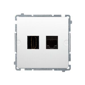 Gniazdo HDMI + RJ45 kat.6. (moduł); biały