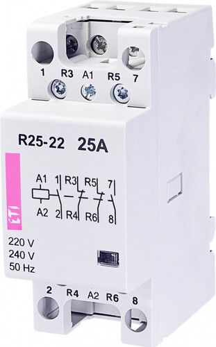  R 25-22 230V stycznik modułowy 25A 2 styki zwierne i rozwierne (2 mod. 4 bieg.).jpg